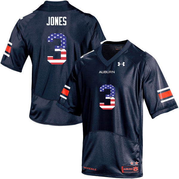 Auburn Tigers Men's Jonathan Jones #3 Navy Under Armour Stitched College USA Flag Fashion NCAA Authentic Football Jersey ERJ7274FV